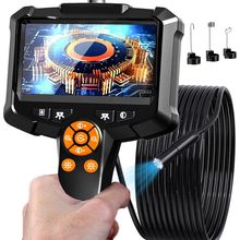 Endoscope Camera with Light, 1080P HD Borescope with 8 Adjustable Lights, 4.3" E