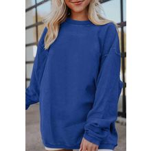 Dark Blue Ribbed Corduroy Oversized Sweatshirt