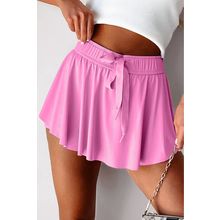 Bonbon Drawstring High Waist Lined Tennis Skorts