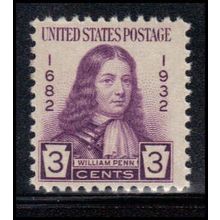 724 3c William Penn Just Clears MNH U0945