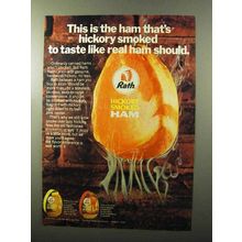 1970 Rath Ham Ad - Hickory Smoked Taste Like Real Ham