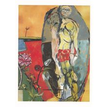 RB Kitaj The Neo Cubist Naked Man In Stone Grave Art Cubism Painting Postcard