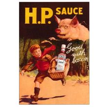 HP Tomato Sauce Bacon Pigs Poster Advertising Postcard