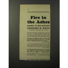 1953 William Sloane Book Ad - Fire I the Ashes by Theodore H. White