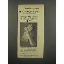 1956 B. Altman & Co. Dawnelle Gloves Ad - Spring's big news the longer glove
