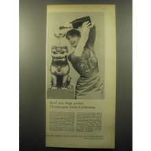 1959 Wine Advisory Board Ad - Real gay dogs prefer champagne from California