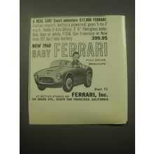 1959 Baby Ferrari Car Advertisement - Exact miniature $17,000 Ferrari