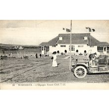 Classic Car at Wimereux L'Olympic Tennis Club French Antique Postcard