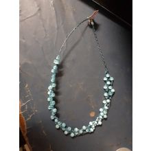 womens handmade blue glass bead and wire necklace