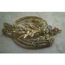 Brooch clear cubic zirconia stones Peacock