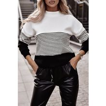 Black Striped Contrast Colorblock Knit Top
