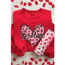 Red Be mine Leopard Heart Printed Valentines Sweatshirt