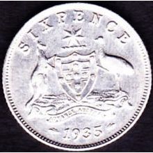 1935 Australia 1 Sixpence coin