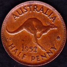 1952 A. Australia 1 Half Penny Coin