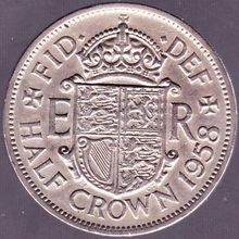 1958 Great Britain 1 Half Crown (2 & Half Shillings) Coin