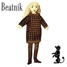 Knitting Pattern Doll Beatnik 16” Doll with Checked Dress + Knitted Tights