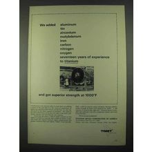 1967 Timet Ti-6Al-2Sn-4Zr-2Mo Titanium Alloy System Ad