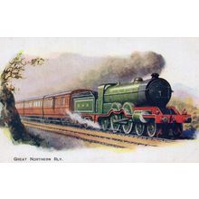 Great Northern Railway GNR 4-4-2 Train Atlantic Class Salmon Postcard
