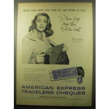 1959 American Express Travelers Cheques Advertisement - Dorothy Malone