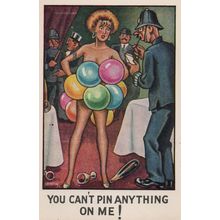 Sexy Lady Stripper Policeman Bursting Balloons Old Comic Postcard
