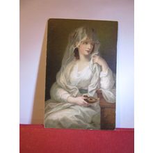 PORTRAIT OF A LADY AS A VESTAL VIRGIN, Reynolds? unused antique postcard =