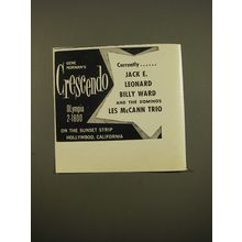 1961 Gene Norman's Crescendo Advertisement - Jack E. Leonard, Billy Ward