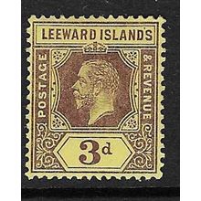 LEEWARD ISLAND 1921-22 GEORGE V WATERMARK MULTI-SCRIPT CA 3d MINT HINGED SG69