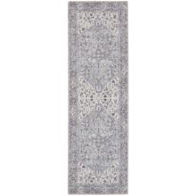 2' X 6' Grey Oriental Power Loom Distressed Washable Runner Rug