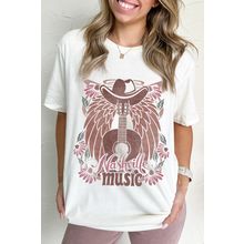 White Nashville Music Cowboy Hat Guitar Graphic Tee
