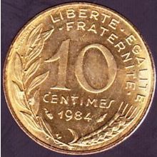 1984 France 10 Centimes Coin