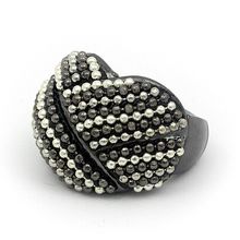 Finger Rings w/ Linear Balls, 2 Tones, Stretchable - RN-KR04HRHS