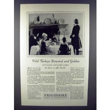 1928 Frigidaire Refrigerator Ad - Wild Turkeys Golden