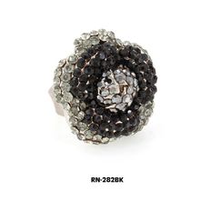 Austrian Crystal Flower Ring - Black Color - RN-282BK
