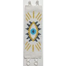 Traditional Huichol Art. Mexico Glass Seed Beads Bracelet. SACRED EYES 3