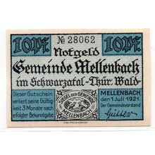 1921 Germany Mellenbach Notgeld 10 Pfennig Note (1244)