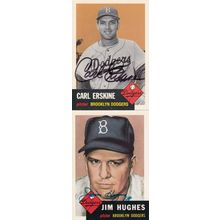 CARL ERSKINE & JIM HUGHES AUTO 1953 BROOKLYN DODGERS HOF SB CHAMPION PITCHERS