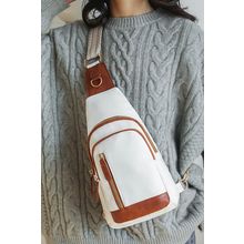 White Vintage PU Leather Zipped Crossbody Bag