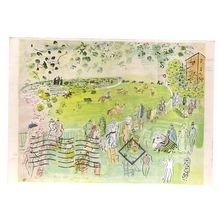PREPARING FOR THE START, ASCOT, 1935.by Raoul Dufy used postcard 1972 postmark =