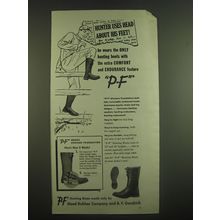 1952 Hood Rubber P-F Boots Ad - He wears only hunting boots with extra comfort