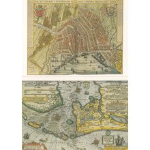 Amsterdam 2x Map Medieval 1500s Repro Painting Postcard s