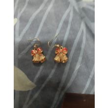 womens gold tone earrings christmas bells