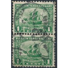 Pilgrim Tercentenary: 1c Vert Pair - USA 1920 - FH - Sc 548