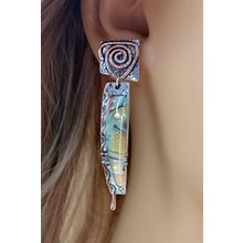 Green Vintage Marbled Pattern Alloy Earrings