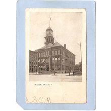 New York Olean Post Office Street Scene w/Trolley Tracks ny_box2~697