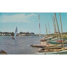 Pagham Sussex Lagoon Sailing Boats 1960s Postcard