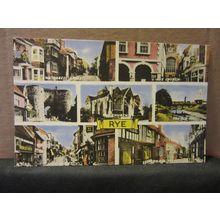 multiview, RYE, EAST SUSSEX vintage unused postcard by Valentine c.1950 =
