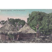 Monrovia Huts Of The Natives Hutten Antique Postcard