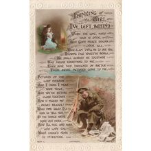 Thinking Of The Girl I've Left Behind Rare Rotary WW1 RPC Postcard