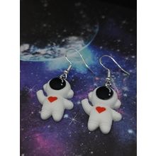 Astronaut/Spaceman Love Heart Fun/Quirky/Funky Kawaii Silver Plated Earrings