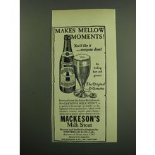 1949 Mackeson's Milk Stout Ad - Makes Mellow Moments